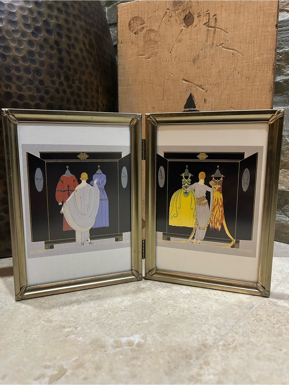 ERTE Vintage Book Print- “Selection of a Heart” Framed Art